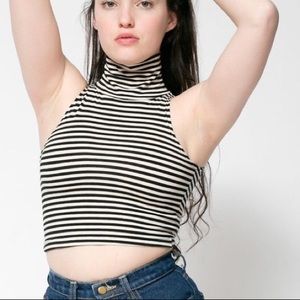American Apparel striped turtle neck crop top